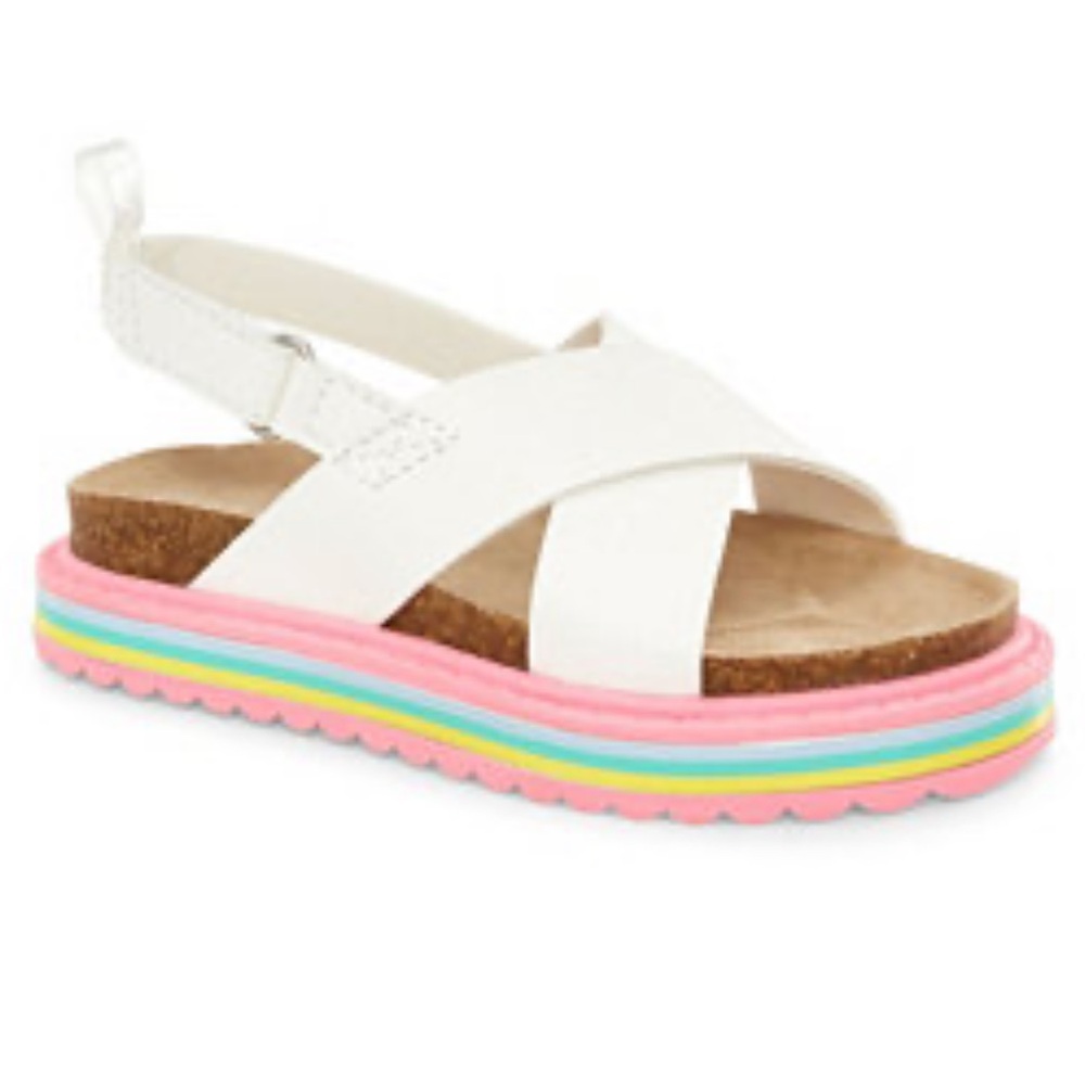 NWT Carter's White Sandals with Colorful Striped Sole